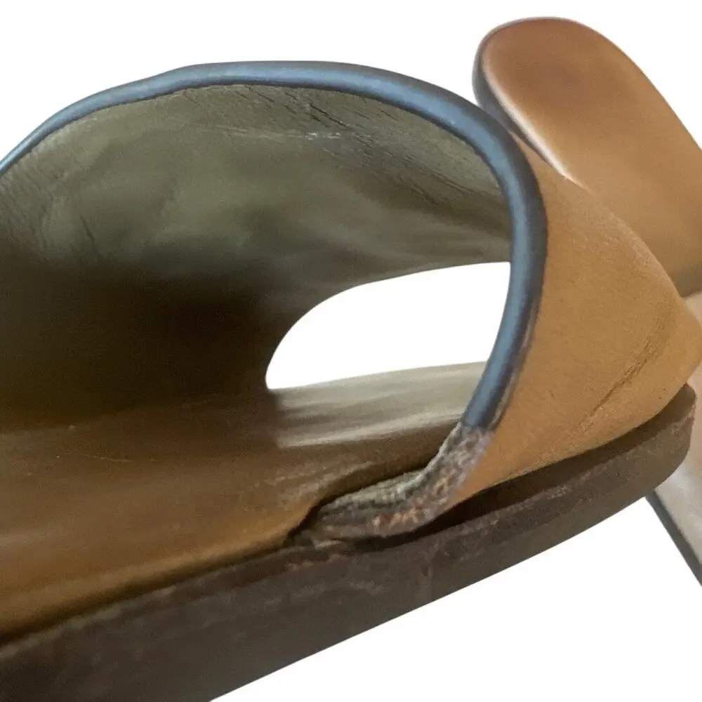 Tory Burch Ines Leather Slides Almond Beige Sandals 9